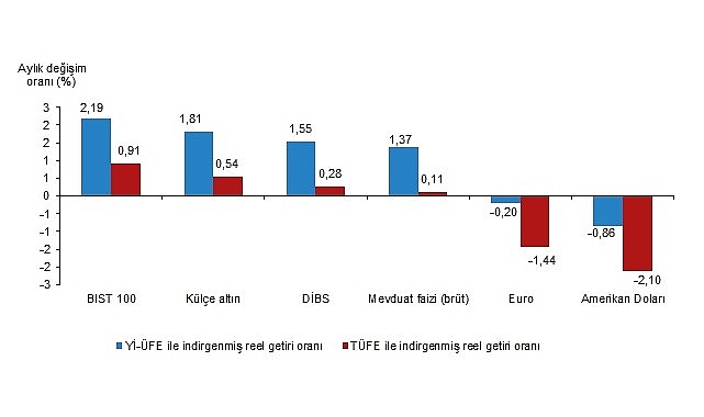 TÜİK: Aylık En Yüksek Reel Getiri BIST 100 Endeksinde Oldu